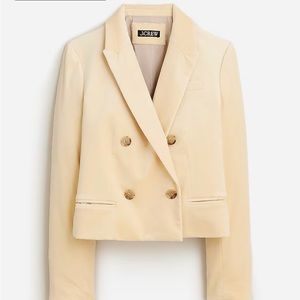 Cropped double-breasted blazer in stretch velvet size 0 NWT